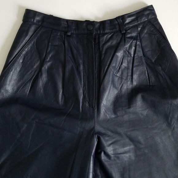 Lord & Taylor Pants & Jumpsuits Vintage Lt High Waist Navy Leather